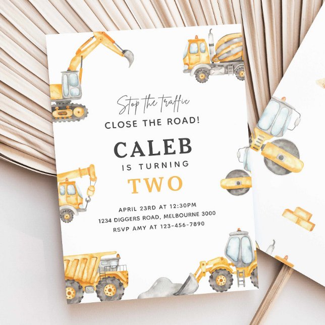 Invitation Chariots de construction fête d'anniversaire n'imp (Créateur téléchargé)