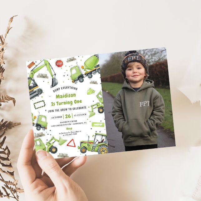 Invitation Chariots de construction Thème Anniversaire de la  (Créateur téléchargé)