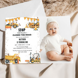 Invitation Chariots de construction Thème Jeu d'anniversaire 