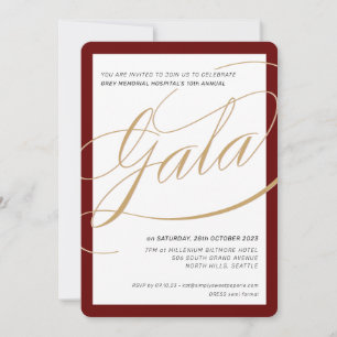 Invitation CHARITY GALA élégant marron de calligraphie formel