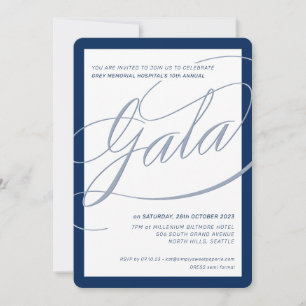 Invitation CHARITY GALA élégante calligraphie formelle bleu m
