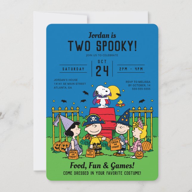 Invitation Charlie Brown et Gang Halloween 2e anniversaire (Devant)