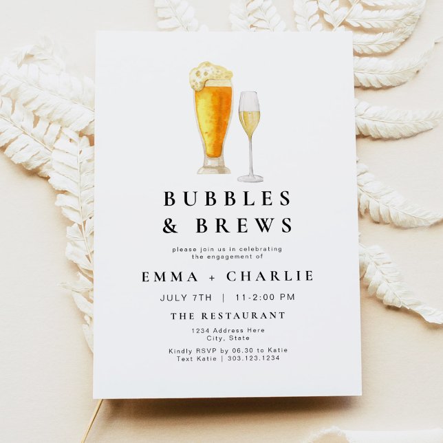 Invitation CHARLIE Modern Bubbles and Brews Engagement Party (Créateur téléchargé)
