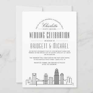 Invitation Charlotte Mariage   Ligne Skyline Ville Déco Moder