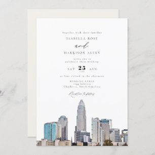 Invitation CHARLOTTE NORTH CAROLINA City Mariage Skyline