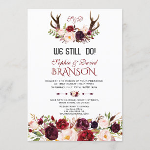 Invitation Charm Burgundy Blush Floral Antlers NOUS LE FAISON