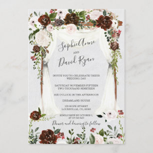 Invitation Charm Canopy Bourgogne Blush Flowers Mariage
