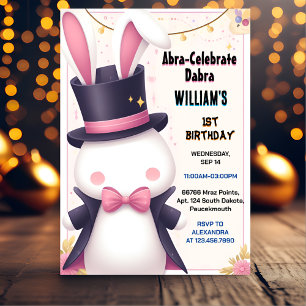 Invitation Charm Cute Bunny Tv Party Magie Show 1er anniversa