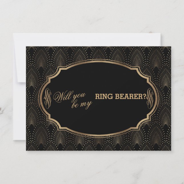 Invitation Charm Great Gatsby Art Déco Mariage Ring Bearer (Devant)