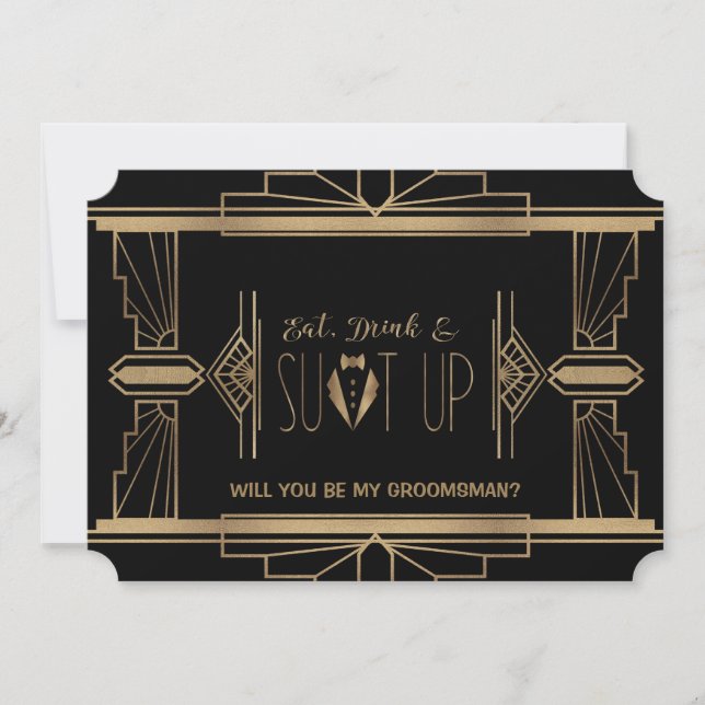 Invitation Charm Great Gatsby VOULEZ-VOUS ÊTRE MON GROOMSMAN (Devant)