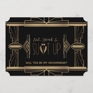 Invitation Charm Great Gatsby VOULEZ-VOUS ÊTRE MON GROOMSMAN