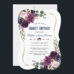 Invitation Charm Lavender Marine or Floral Bloom Sweet 16<br><div class="desc">Design de carte de charme avec de magnifiques bouquets de lavande et fleurs bleu marine, cadre faux or, séparateur floral, belle écriture manuscrite et polices spéciales. Il pourrait être un grand choix pour n'importe quel événement de saison. Utilisez l'outil Personnaliser pour ajouter vos informations, apporter des modifications. Pour les articles...</div>