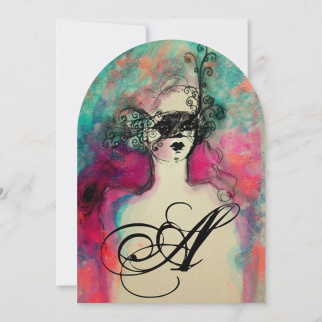 Invitation CHARM MONOGRAM , Sweet 16 Soirée de Mascarade (Dos)