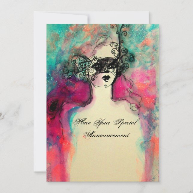 Invitation CHARM MONOGRAM , Sweet 16 Soirée de Mascarade (Devant)