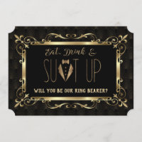 Charm Roaring 20s Gold Art Deco Be my Ring Bearer