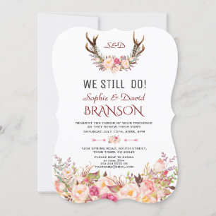 Invitation Charm Rose Blush Floral Antlers NOUS FAISONS ENCOR