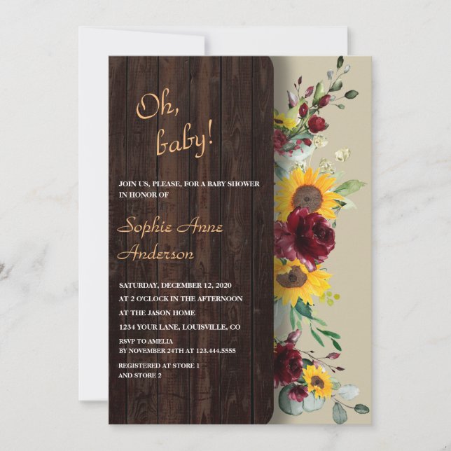 Invitation Charm Royal Bourgogne Sunflowers Bridal Tea Party (Devant)