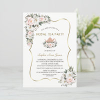 Charm White Blush Flowers Gold Bridal Tea Party