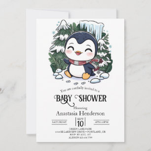 Invitation Charmant Baby shower de pingouin coloré