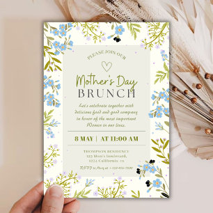 Invitation Charmant brunch printanier fleuri pour la fête des
