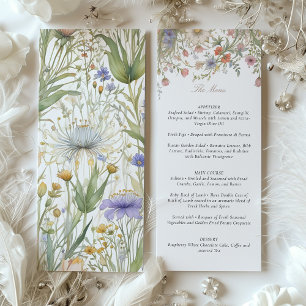 Invitation Charmant Fleur sauvage Mariage Menu Délicat Pastel