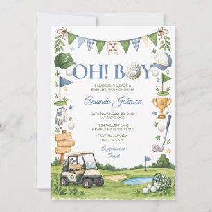 Invitation Charmant garçon panier de golf Baby Shower Blue Gi