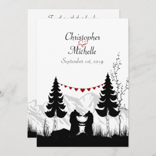 Invitation Charmant Mariage des ours de montagne Silhouette