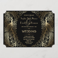 Charmant Mariage or Art Déco Peacocs