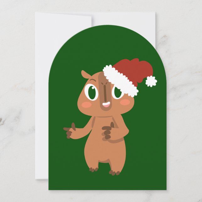 Invitation charmant noël capybara santa claus (Devant)