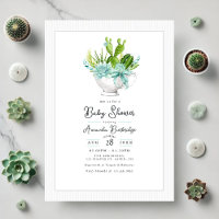Charmante Baby Shower Tasse de Thé Plante Grasse