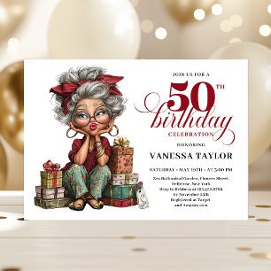 Invitation Charmante Dame Drôle 50e Anniversaire Humour Excen