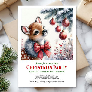 Invitation charmante de Noël avec un bébé cerf dan