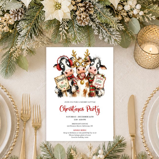 Invitation charmante et originale pour une fête de (Charming Quirky Animals Christmas Party Invitation Art

)