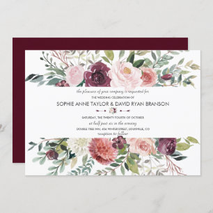 Invitation Charmante Fleurs Bruyantes Cadre Mariage Bourgogne