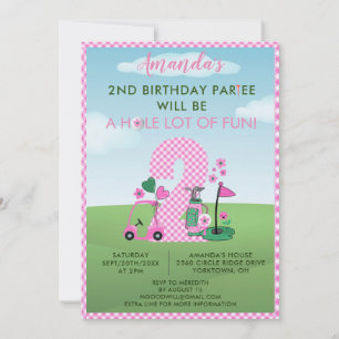 Invitation Charmante Golf Rose Girl 2e Anniversaire Par Tee