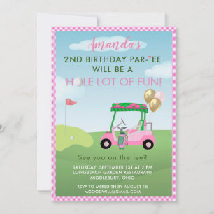 Invitation Charmante Golf Rose Girl 2e Anniversaire Par Tee