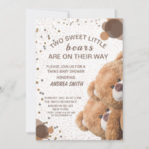 Invitation charmante pour bébé jumeaux ours