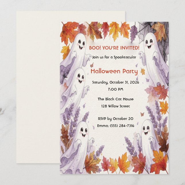 Invitation charmante pour l'automne et Halloween a (Devant / Derrière)