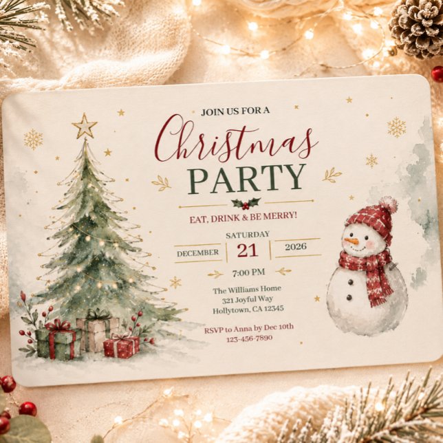 Invitation charmante pour une fête de Noël à l'aqu (Créateur téléchargé)
