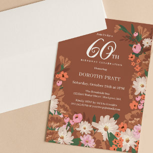 Invitation Charmante Terracotta Fall Floral 60e anniversaire