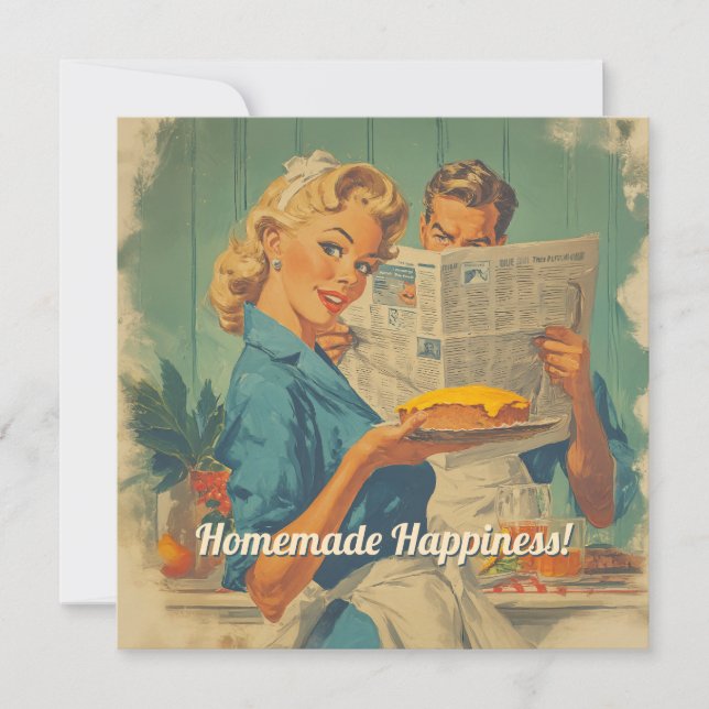 Invitation Charme à tarte rétro et papier (Devant)