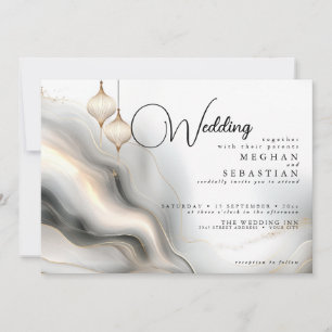 Invitation Charme arabe or et charbon exotique