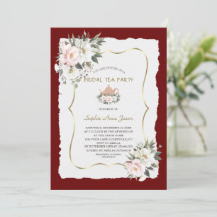 Invitation Charme Blanc Blush Floral Gold Bridal Tea Party