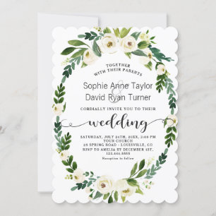 Invitation Charme Blanc Floraison Mariage écriture