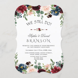 Invitation Charme Bourgogne Bleu Blush Floral Nous Le Faisons