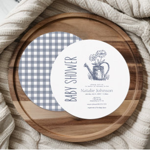 Invitation Charme Campagnard Vintage pour Baby Shower Rond