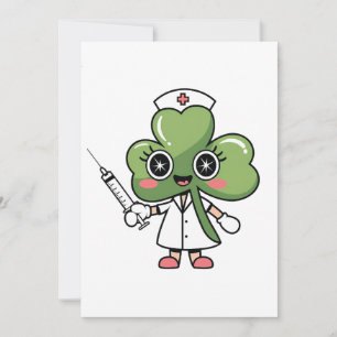 Invitation Charme Chanceux Trèfle Infirmière Kawaii Charme Ch
