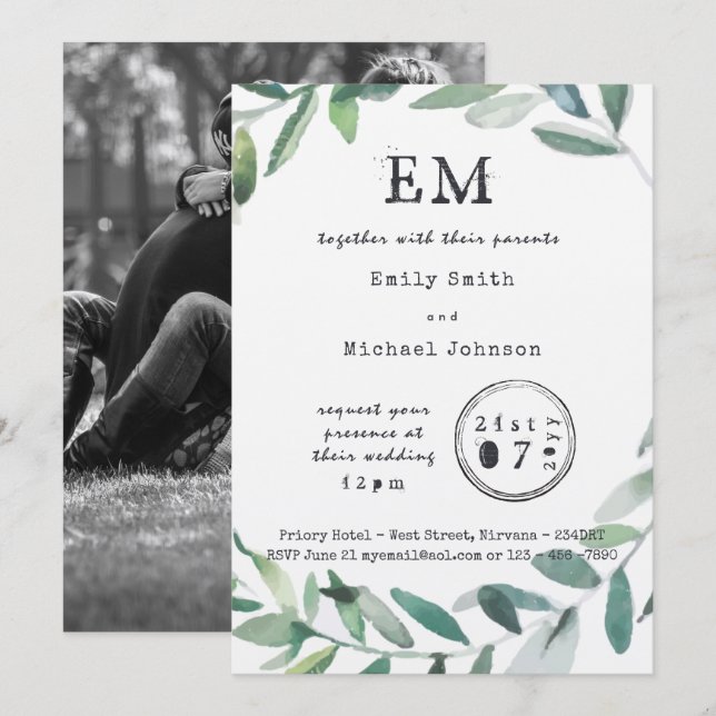 Invitation Charme de jardin urbain - Kraft typographique à fe (Devant / Derrière)