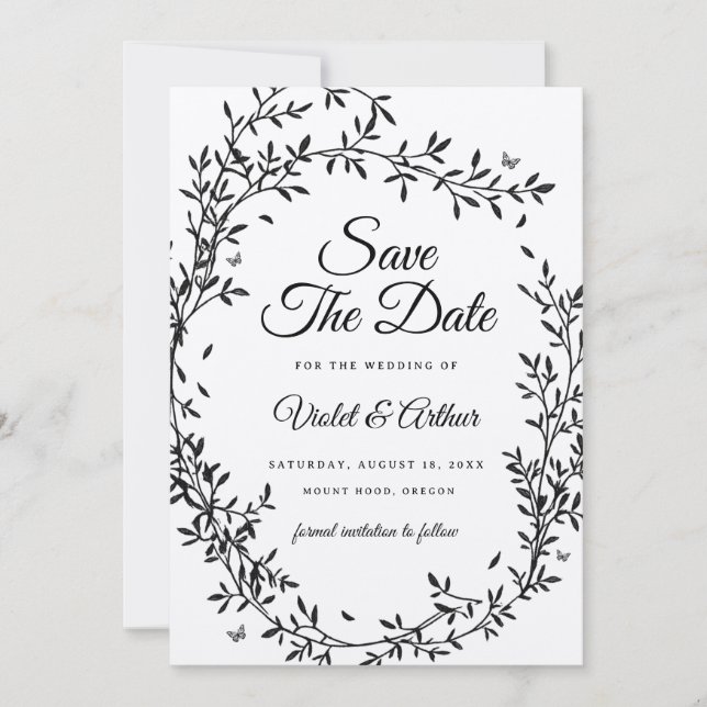 Invitation Charme de la forêt Mariage Save The Date  (Devant)