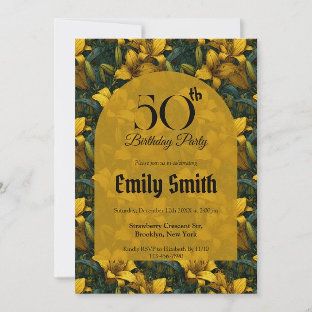 Invitation Charme de Lys Élégant pour 60e Anniversaire (Devant)